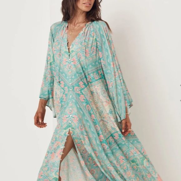 FARRAH HALF MOON GOWN Aqua - Picture 7 of 10